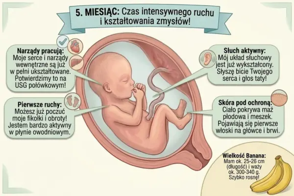 5 miesiąc Jak przebiega rozwój dziecka w piątym miesiącu ciąży